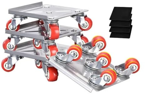 Gokelomg Carrito de muebles pesado, 5 ruedas, con ruedas de bloqueo, elevador de carga, kit de herramientas para mudanza con almohadilla antideslizante para el hogar