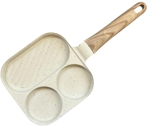 Sartén Para Desayuno,Sartén De Tortilla Y Tortitas Antiadherente - Con 3 Secciones Y Utensilios De Cocina | Para Placa De Inducción Y Eléctrica Plancha Para Bacon Tortilla Sandwich Y