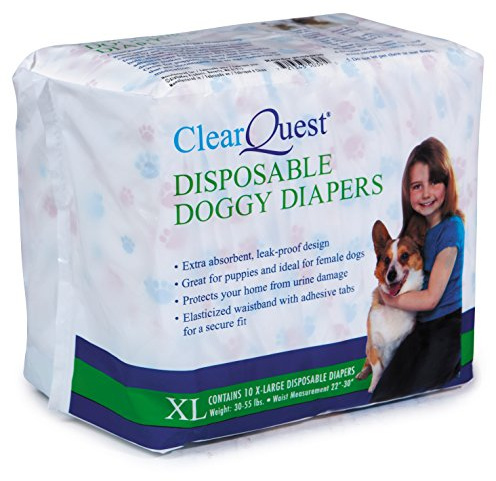 ClearQuest Disposable Doggy Diapers, Super Absorbent Leak-Proof Pet Diapers