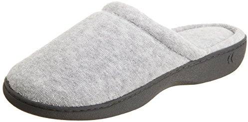 Isotoner Women's Classic Terry Clog Slippers Slip on, Heather Grey Small / 6.5-7 US