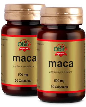 Obire | Maca 500 mg | Pack 2 Unidades | 60 Cápsulas | Ayuda a Potenciar la Libido | Ayuda a Incrementar la Energía y Resistencia | Con Aminoácidos, Minerales, Proteínas y Vitaminas