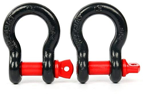 FreeTec Grilletes 4x4, 4,75T Capacidad de Carga, 3/4 Grillete de Acero Galvanizados Con Pasador, Grilletes Remolque Grilletes Eslingas Grillete Rescate 4x4 para Jeep Automóvil Camión, Negro y Rojo