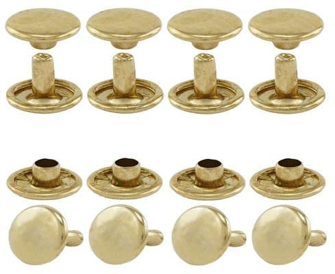 GETMORE Parts Remaches huecos de doble cabeza, remaches huecos, doble remache de acero, dos piezas, a partir de 100 unidades, oro, 7 mm