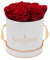 PARIS EN ROSE Rosenbox | mit 9 Bordeaux-roten Infinity Rosen Größe XL | konservierte ewige Rose | runde Weiß-Roségold Box | 3 Jahre haltbar
