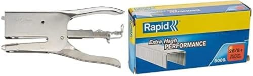 Rapid Classic K1 Stapler Pliers for 26/6 and 26/8 mm Staples Capacity 50 Sheets, Metal, Chrome, 10510602 & Rapid SuperStrong Staples 26/8+ x5000 24862200