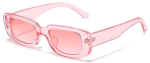 RUNHUIS Retro Rechteck Sonnenbrille Damen Herren Vintage Small Square Fashion Brille Rosa