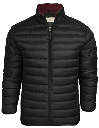 Xact Men's Insulated Funnel Neck Quilted Puffer Jacket, Soft Fleece-Lined Collar, Front Zipped Hand Pockets (Jet Black) XXL