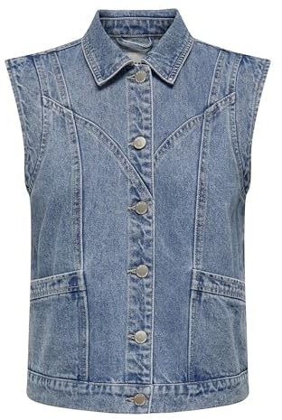 ONLY Chaleco vaquero femenino, Medio De Mezclilla Azul, S