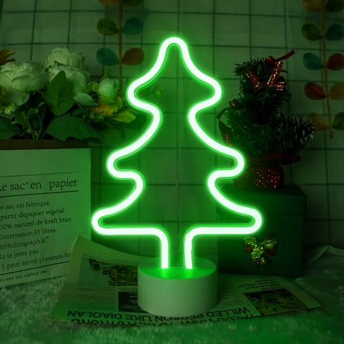 Lampada noce di Albero di Natale, Lampada Led Effetto Neon - Insegna al neon LED alimentata a batteria o USB - Insegne luminose per camera da letto per Natale, feste