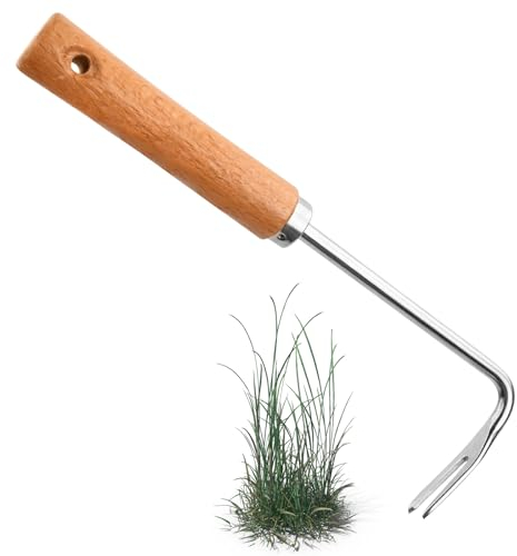 HoaaiGo Outil Desherbeur Manuel en Acier Inoxydable, Outillage de Jardin Désherbage à Main, Weeder de Gouge pour Jardinage, Extracteur de Mauvaises Herbes avec Manche