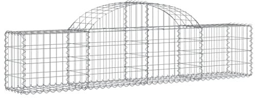 Makastle Set de 3 Parterre surélevé en Gabions arqués, jardinière en Cage à Pierre, Lit Surélevé à Gabion, Parterre de Fleurs Jardin Terrasse Extérieur Jardinière Panier à Pierres, 200x30x40/60 cm
