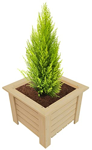 GoodFreshDecor Pot De Fleur Extérieur Intérieur en Bois Jardinière Carre Potager Bac À Fleurs Décor 40 x 40 x 30 cm