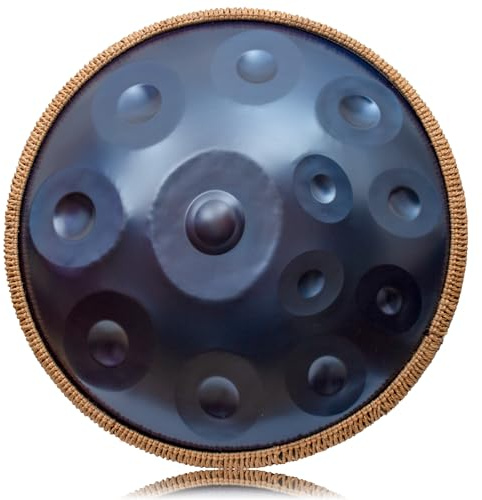 LOMUTY Handpan 432 HZ Avanzado, 12 Notas 22 Pulgadas 56cm en D Menor Tambor de Acero, Handpan-Drum con Baquetas, Funda, Soporte y Partituras, para Meditación y Yoga, Azul