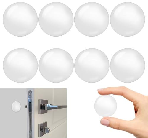 Azlanway Set di 8 fermaporta da parete, in gomma trasparente, autoadesivo, 40 mm, in silicone, per porte