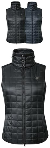 Covalliero - Damen Combiweste | taillierte Steppweste | Reitweste mit Doppelkragen & 2 Taschen | leichte Pufferweste | Sportweste aus Polyester | Reitbekleidung in Black | Größe S