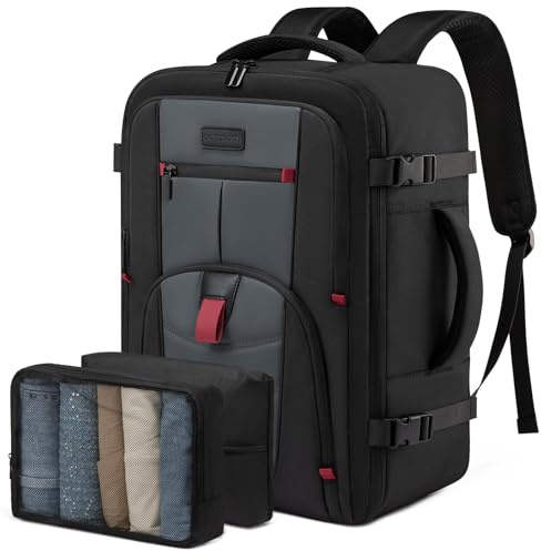 LOVEVOOK Handbagage reseryggsäck flygplan, svart-grå, L (45 x 32 x 20 cm), Uppdrag