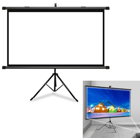 Hoiweqr Schermo per Proiettore 50pollici 60pollici 72pollici Pollici con Treppiedi, Schermo Portatile Pieghevole, Schermo di Proiezione Supporta 4K Full HD 4:3/16:9, Nero, Bianco(Noir,4:3 50in)