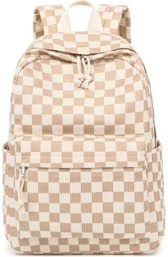 LEDAOU Rucksack für Teenager Mädchen Schulrucksack große Büchertaschen Grundschule High School Cord leichte Laptop-Taschen für Mädchen Frauen Casual Travel Daypacks (Cord kariert)