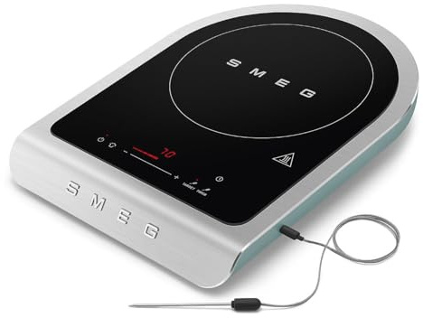 SMEG 1800W Portable Induction Cooker – Collezione Collection | Single-Burner Induction Hob with Probe, 9 Power Levels + Boost, Touch Controls — Travel/RV/Compact Kitchen-Jade