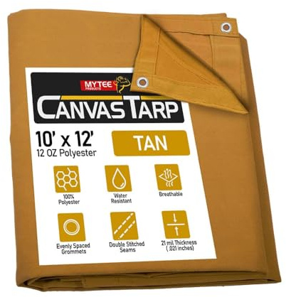 Mytee Products 10' x 12' Tan Canvas Tarp 12oz Heavy Duty Water Resistant