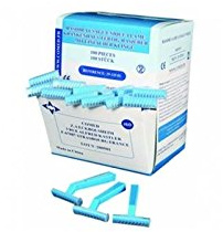 Rasoir jetable 1 lame avec manche en plastique boite de 100 pièces - 2912501- Certifié France Medical Industrie
