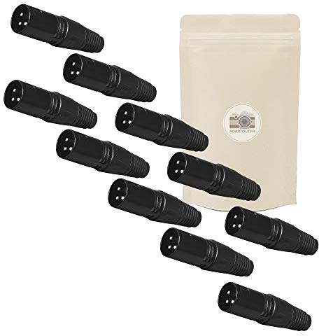 10x spina XLR maschio - Spina XLR 3 poli pin da saldare - connettore saldatura audio amplificatore microfono casco stereo - Adaptout marca francese