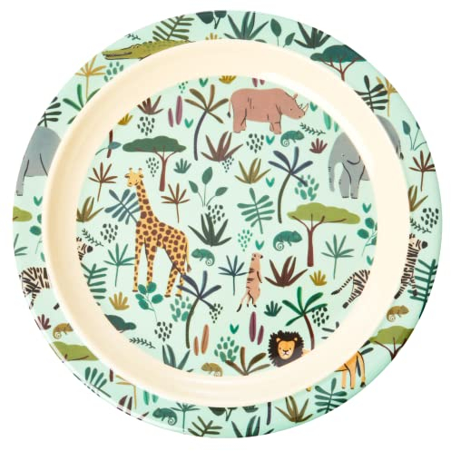 Melamin Kinderteller - Grün - Jungle Animals Print