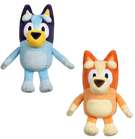 Bingo & Bluey Plush Toys Bundle – Exclusive 2-Pack Soft Bluey Toys, Deluxe Fabric, Embroidered Detail, Plush Characters for Show Time or Story Time