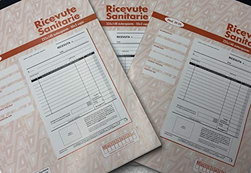 Multiart Blocchi Ricevute Sanitarie a 2 copie 50x2 formato 22.5x14.8 cm 10 pezzi