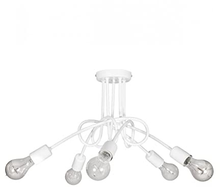 Light-Home Edison Deckenbeleuchtung Lampen Deckenlampen - Deckenlampe Industrial für Wohnzimmer Schlafzimmer und Esszimmer aus Metall - Pendelleuchte 5-Flammig - Weiß
