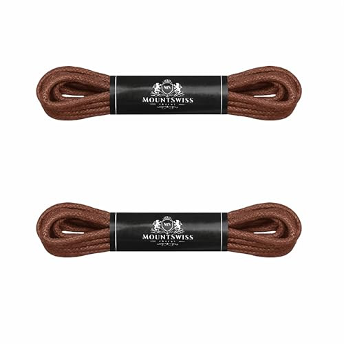 Mount Swiss 2 pares de cordones redondos encerados para zapatos de negocios, trajes y zapatos de cuero – diámetro 2 – 4 mm – longitudes 45 cm – 200 cm – muy resistentes – Fabricado en Europa
