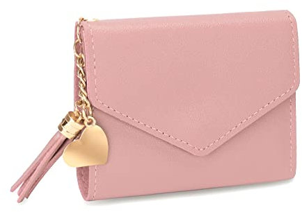 CHAOFANXI Portafoglio Portamonete Piccolo e corto da Donna Liscio e Morbido, Borsa Porta Carte Sottile per Ragazza, Rosa