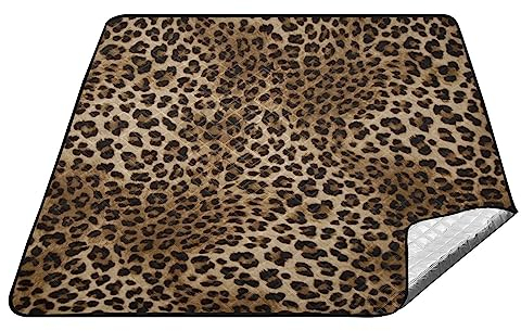 YOUJUNER Picknickdecke 200x200cm, Tier Leopard Print groß wasserdicht Campingdecke faltbar Strandmatte Picknick-Matte