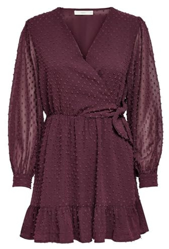 ONLY Onltiva L/S Dobby Fake Wrap Dress Wvn Vestito, Sassafras, S Donna