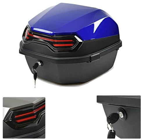 UYTOIZ Motorradkoffer Topcase, Topcase Für Roller, Wasserdicht Motorrad Heckbox-mit Installieren Platte & Rückenkissen, Für Lager Helm Großes Gepäck (Farbe : Blau, Größe : 41x40x30cm)