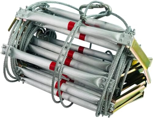YYingYYue Échelle De Corde De Sauvetage, Échelle Polyvalente, Échelle De Sécurité, Échelle De Secours En Alliage D'Aluminium, Échelle À Câble En Acier De Haute Montagne,8m