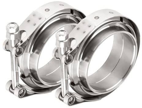 DOCAS 2 st Ø 76,2 mm (3,0 tum) V-bandklämma fläns komplett rostfritt stål extra turboslang, rostfritt stål V-band klämma set turbo avgassystem snabbförslutning