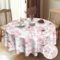 BSGIFT Runde Tischdecke mit Blumenmuster 150, Rote Blumen Gartentischdecke Rund Garten Tischdecken für Draußen Polyester Outdoor Abwaschbar Wetterfest Table Cloth für Küche Gartentisch Esstisch Party