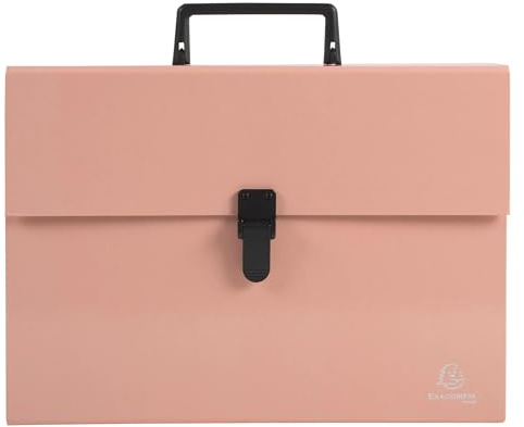 Exacompta - Ref. 56767E - kartong med 4 resväsksorterare med akvarellhandtag - flerfärgade förstärkta bälgar - stängning med klämma - 18 fack - dim 32 x 24 cm - för A4 - korall