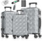 KESSER® Reisekoffer Set 3-teilig | Kofferset ABS Hartschalenkoffer mit Zahlenschloss, Kofferwaage & Reisebrieftasche 360° Rollen | Handgepäck & große Koffer für Business & Reise Trolley Iron Grey