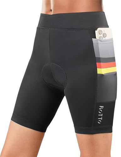 ROTTO Cykelbyxor, dam, korta cykelbyxor med 3D PAD och sidoficka, Style3 svart, L