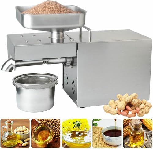 VYUJHNBG Oil Press Machine 610W, Home Hot, Cold Oil Extraction Machine, Stainless Steel for Peanut Sesame Flaxseed Walnut, Sunflower Seed, Automatic Temperature Constant