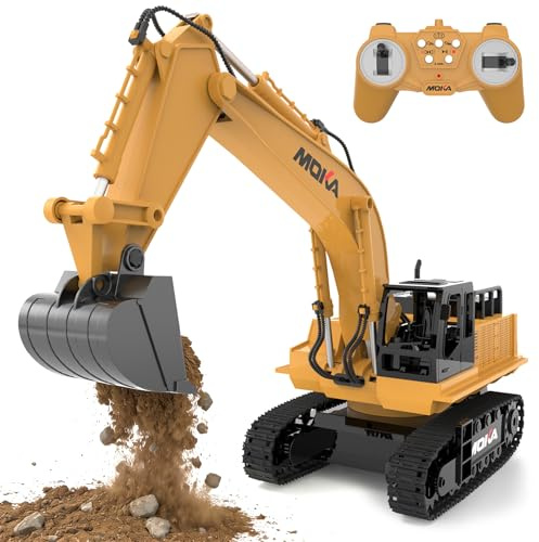 Remote Control Excavator Toy Metal Shovel with Lights Sounds & 680° Rotation, 2400mAh Batteries,120Mins (Max) Runtime 11 Channel rc Excavator Toy Birthdays & Labour Day STEM gift toys 4-7 8-11