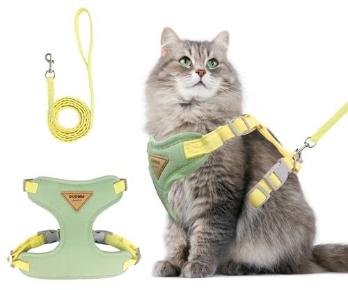 wanheart Cat Harness and Leash Set Escape-Proof Adjustable cat Leash and Harness Combo Suitable for All cat Breeds (Green, L)