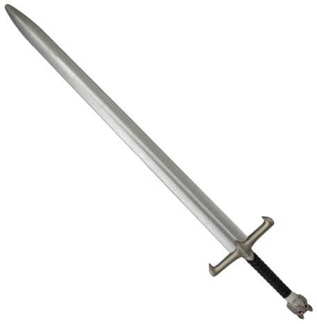 My Other Me - Espada de Guerrero unisex adulto gris de 111 cm con pomo en forma de cabeza de lobo. Un complemento épico para batallas de fantasía o recreaciones históricas