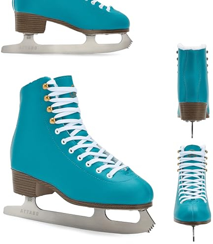 ATTABO ISLA Kinder Eiskunstlauf Schlittschuhe | Kunststoff-PVC Obermaterial | Verstärkte Knöchelstütze | Edelstahlkufen | Klassisches Design für Junge Eisläufer (31)