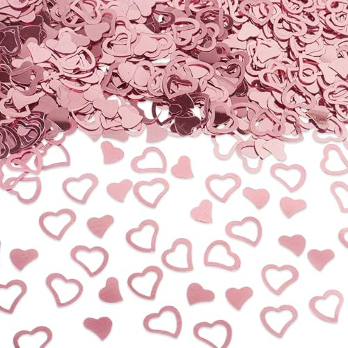 30g Heart Shape Confetti Rose Gold Metallic Foil Sequins Love Heart Confetti Table Decorations for Wedding, Birthday, Engagement, Valentines, Bridal Shower Party Supplies