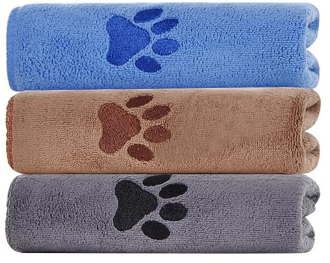 ZXTGBQ 3 Pack Dog Towels Set 75cm x 35cm Super Absorbent Drying Towel Microfibre Dog Bath Towel Doubles as a Cozy Puppy Blanket for Dogs Cats and Other Pets