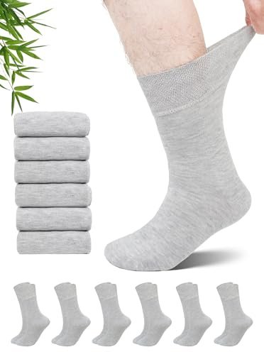 ZFSOCK Chaussettes Diabétiques Homme et Femme: Chaussette en Bambou sans Elastique ＆ sans Couture Non Comprimantes et Amples avec Bord Confortable Pieds Gonflés Gros Mollet