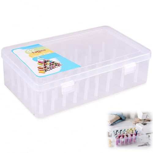 Caja de Almacenamiento de Hilo de Coser – Organizador Transparente para 42 bobinas, plástico Resistente, fácil de Usar, Ideal para Costura, Manualidades y Piezas pequeñas